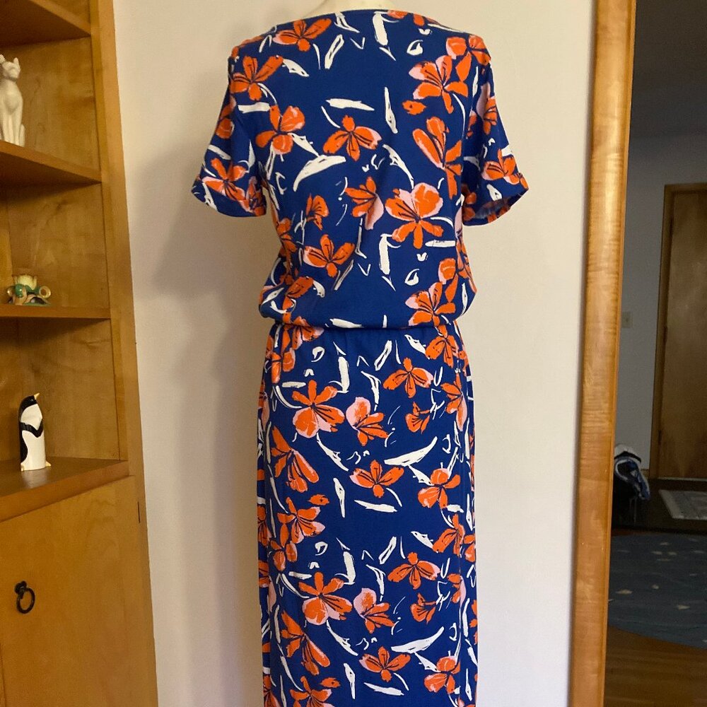 Motto Maxi Tulip Hem Dress Blue Orange Floral - Picture 8 of 9